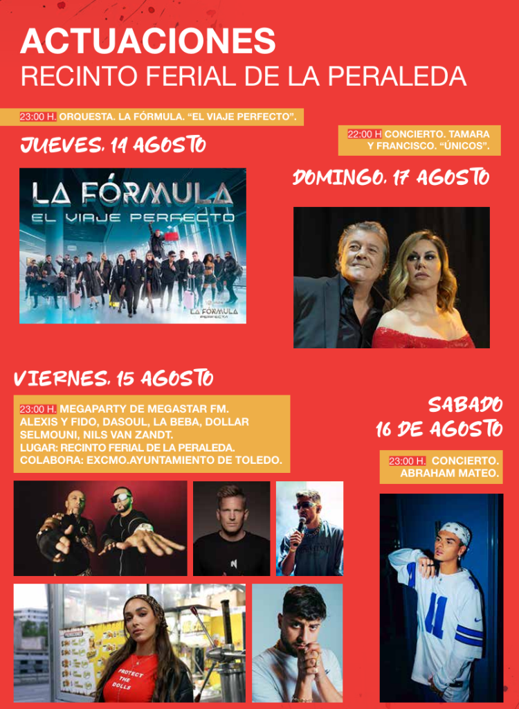 Actuaciones Feria de Toledo agosto 2025